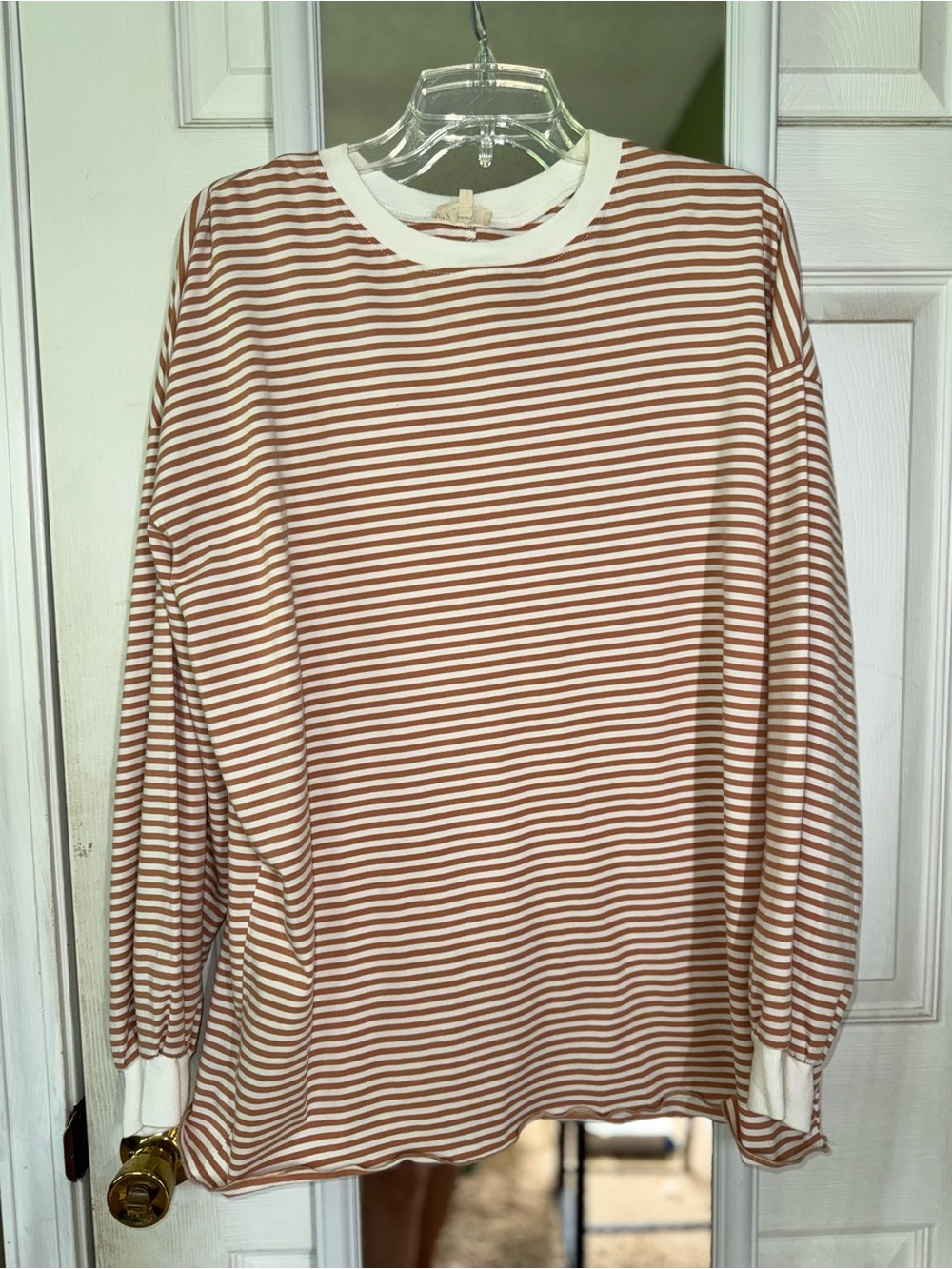 LA MIEL Striped Cream and Brown Long Sleeve Top - Picture 3 of 6